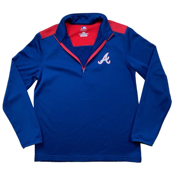 MLB Genuine Merchandise Men's Atlanta Braves 1/4 Zip Pullover Sweater Sz Medium - Picture 3 of 14